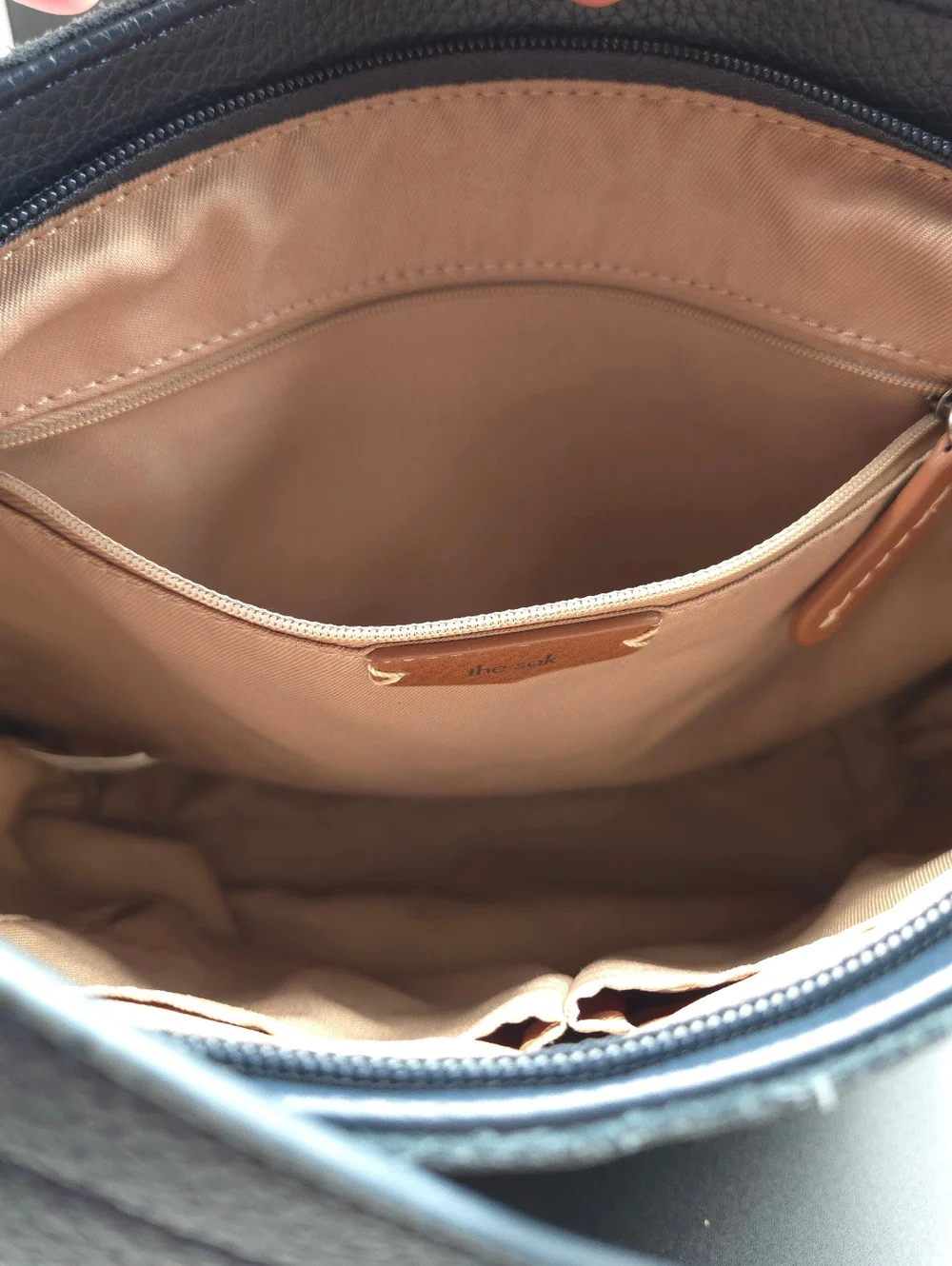 The Sak Navy Blue Pebbled Leather Shoulder Bag - Minimalist Hobo